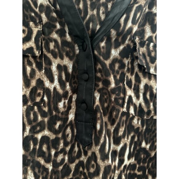 TORRID Women's Top Sz. 2 Lightweight Chiffon Leopard Contrast Trim L/S Sheer - Picture 3 of 12